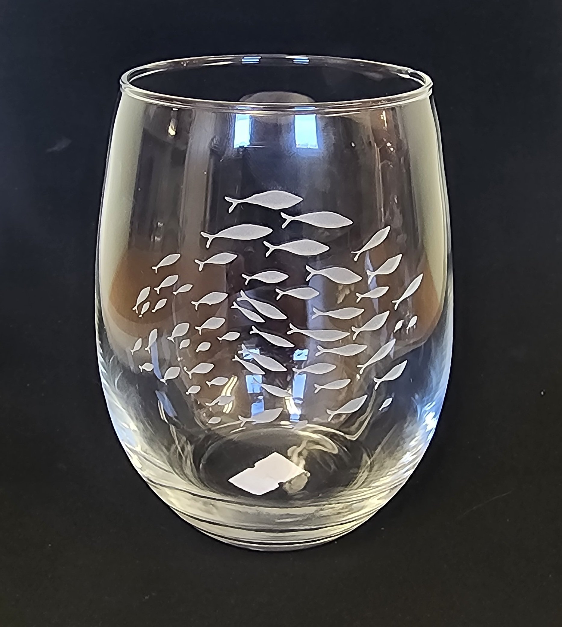 School Of Fish Etched Glassware