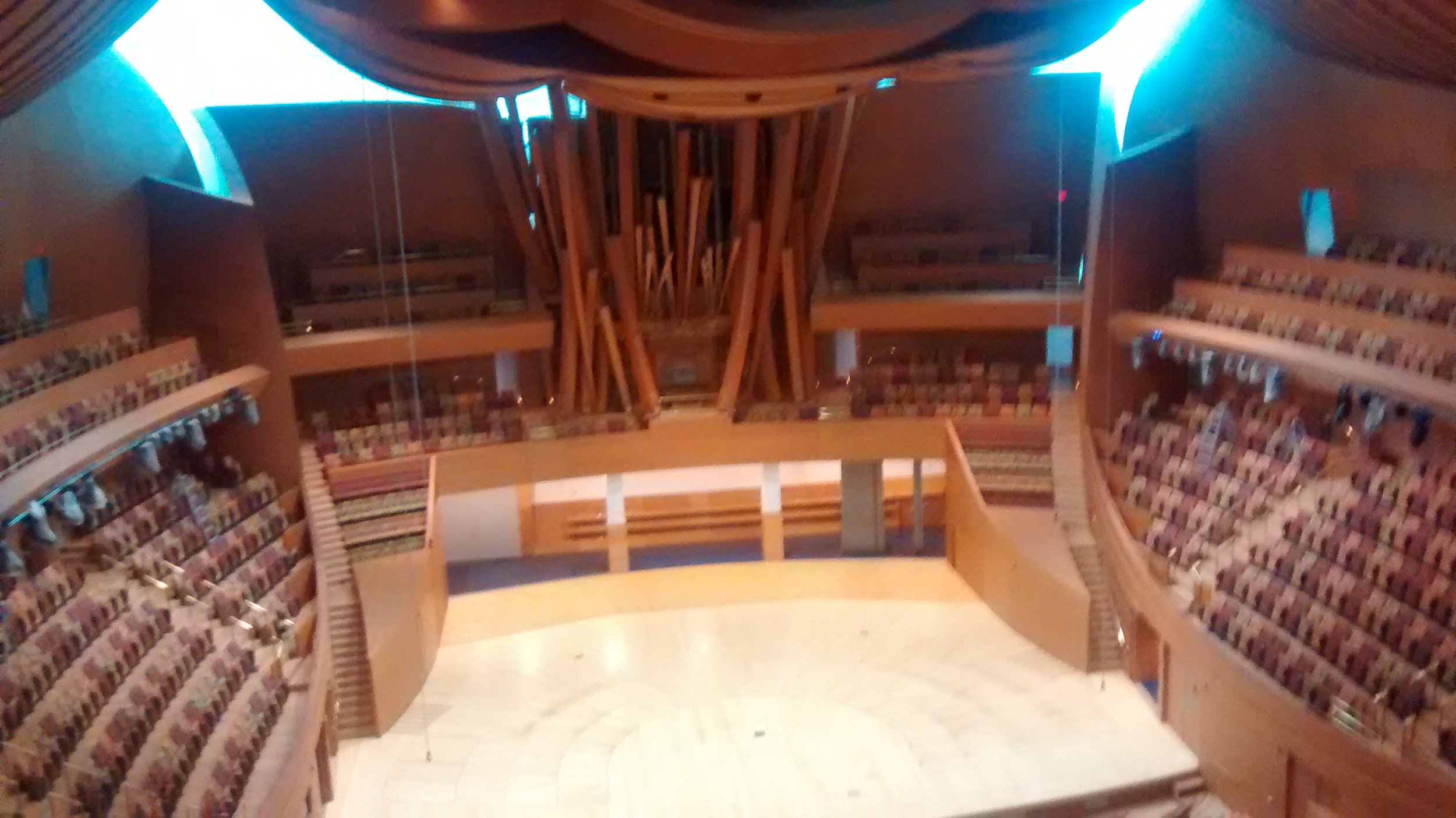  We took a free tour of the Disney Concert Hall. It was beautiful, and as an added bonus, very well air-conditioned on a very hot day. At the end of the tour I started getting a migraine, and that might really have spoiled the rest of our vacation, but I have this new magical powder medicine called Cambia. Aura, but no migraine! 