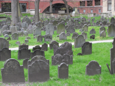 A very historical graveyard that is the final resting place of the Boston massacre victims, Samuel Adams, Paul Revere, and others.