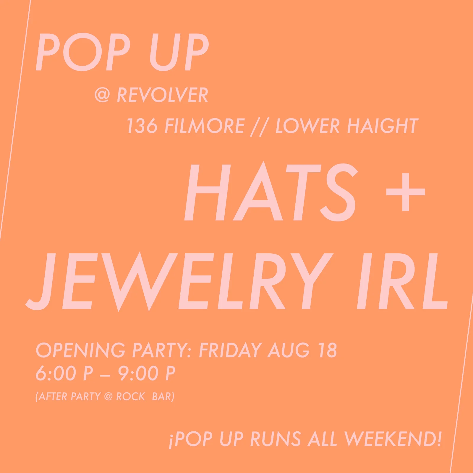 🎉 POP UP @ REVOLVER SF 🎉