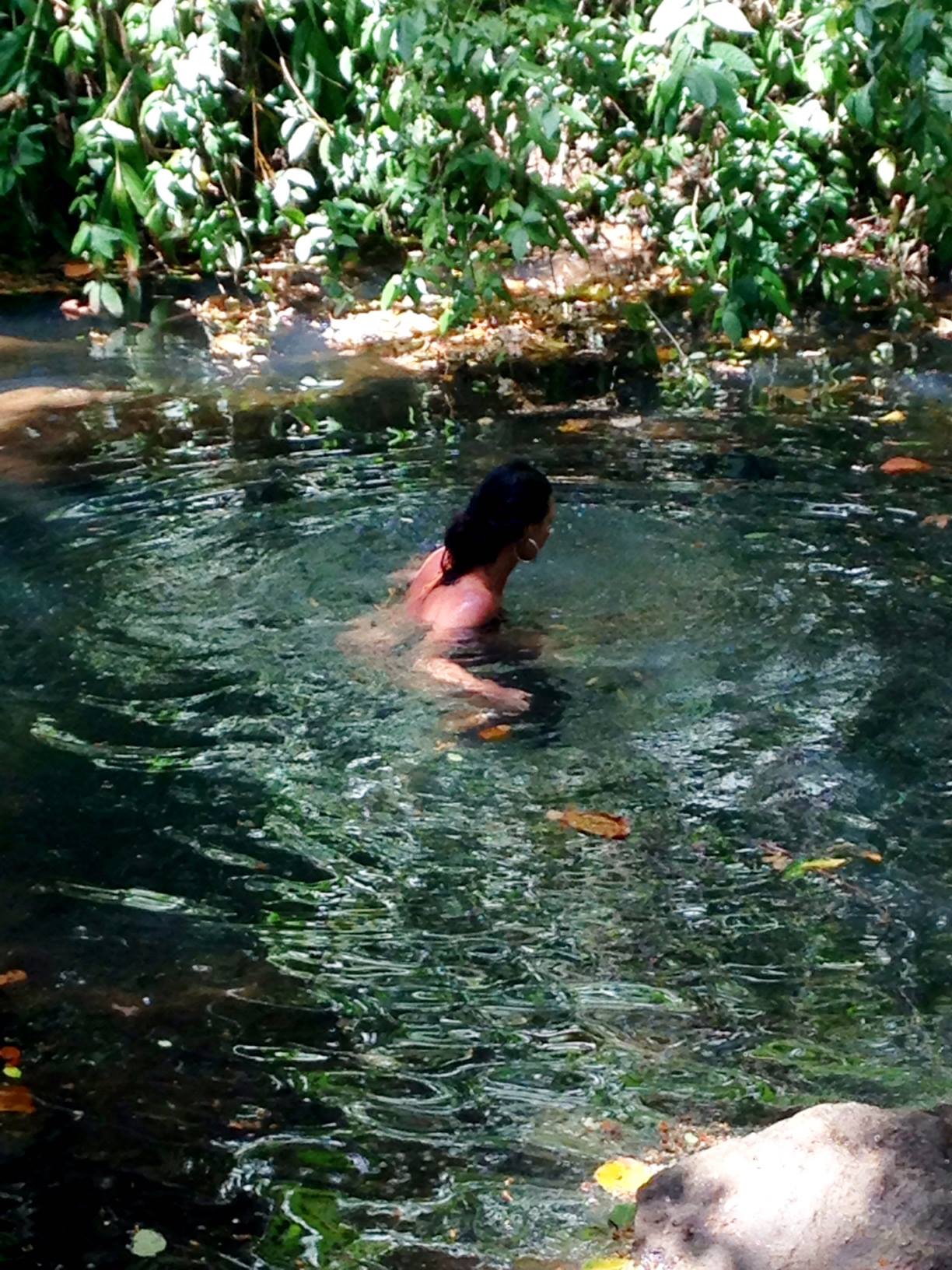 A refreshing dip in the river