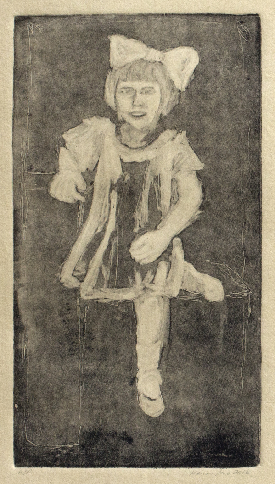 Tia Olga with Bow (on Sepia Paper)
