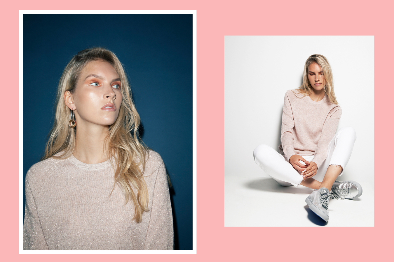 Equipment Sloane crew jumper, Frame Le Garçon white jeans, Woman by Common Projects silver Achilles low sneaker
