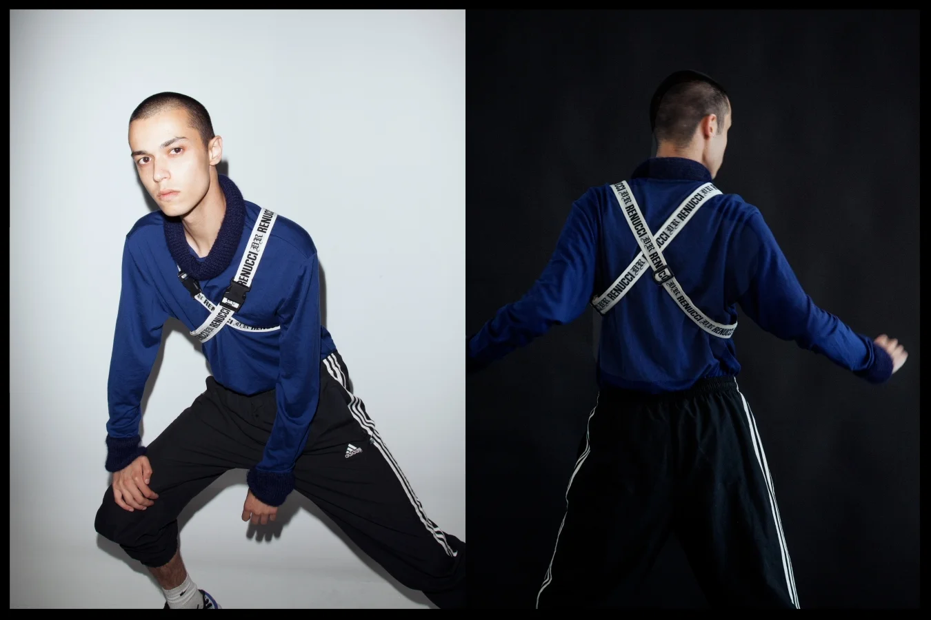 Turtle Neck Talia Jimenezz, Chest straps Demian Renucci, Tracksuit pants adidas, Socks Nike, Shoes Nike