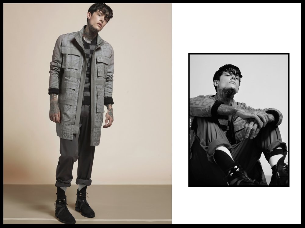 Jacket Kadet, sweater Amgelos Frentzos, pants Kadet, socks Juri, shoes London