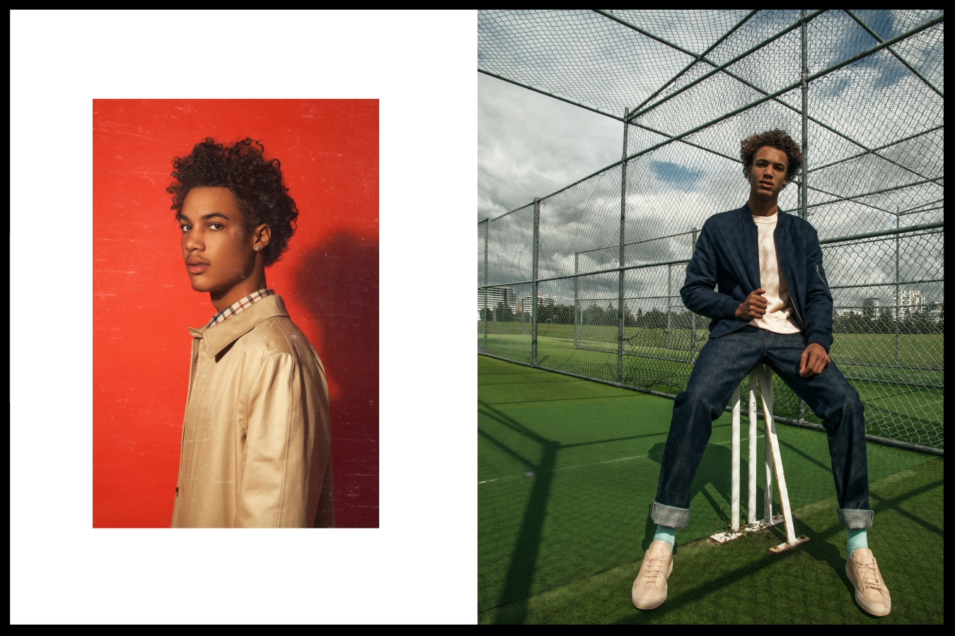 Left: APC shirt, APC jacket - Right: APC jeans, APC jacket, Paul Smith jumper, Common Projects shoes