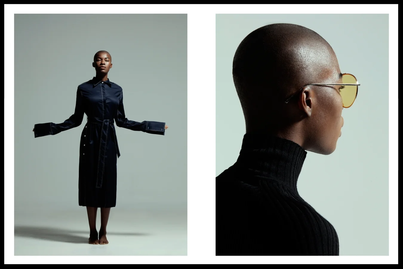 Left: Wynn Hamlyn Coat - Right: Wynn Hamlynn Top, Gentle Monster Sunglasses