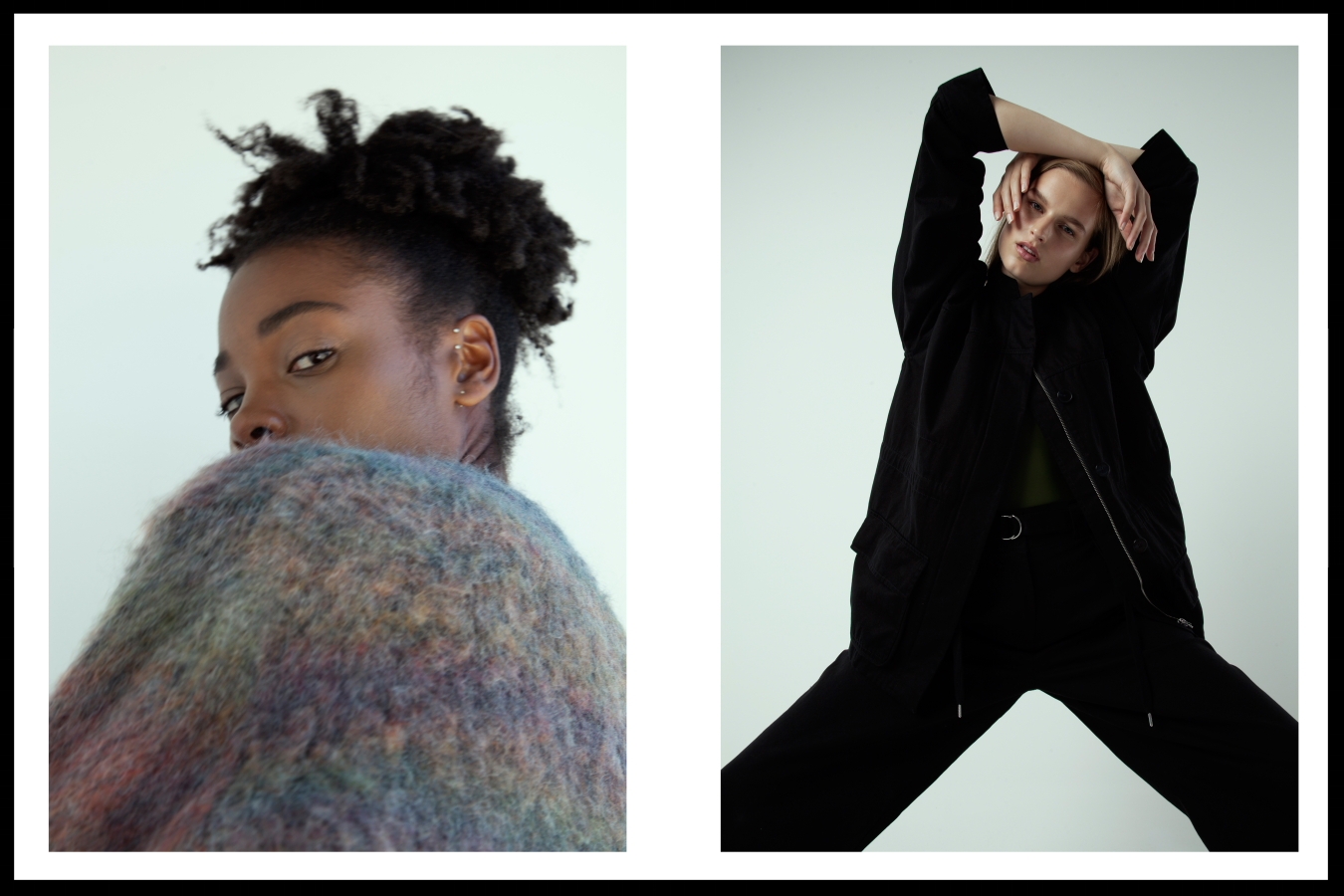 1. acne jumper, 2. T by Alexander Wang jacket, T by Alexander Wang pants, Matteau one piece