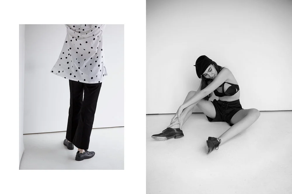 Left: Shirt Etre Cecile, Pants Bassike - Right: Bra lascivious, Shorts dress up
