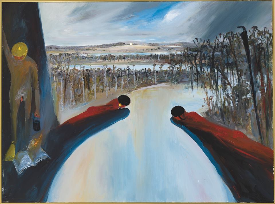 Arthur Boyd, Hanging rocks bathers and Mars (1985), oil on canvas. Courtesy- Bundanon Trust Collection