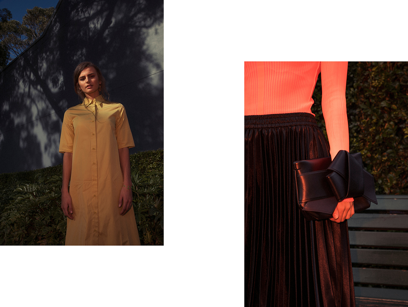 Left: Jac + Jack dress / Right: Acne clutch bag