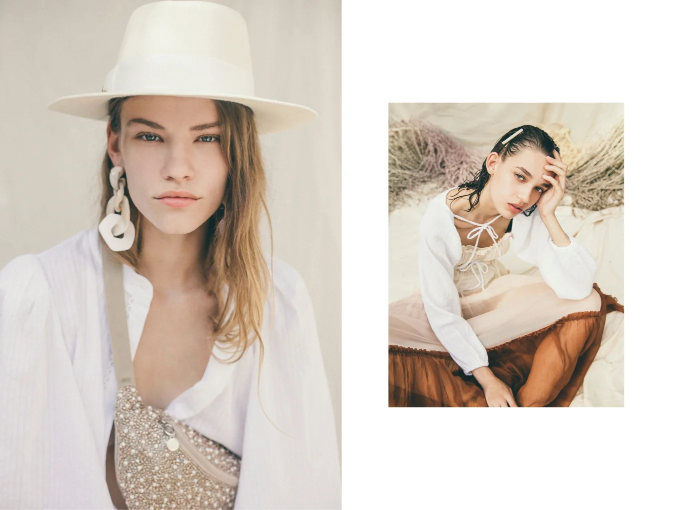 Left: Shirt Acler, Bumbag From Sy Xavier, Hat Fallen Broken St, Earings Atmos & Here / Right: Dress Lee Mathews, Clip Valet