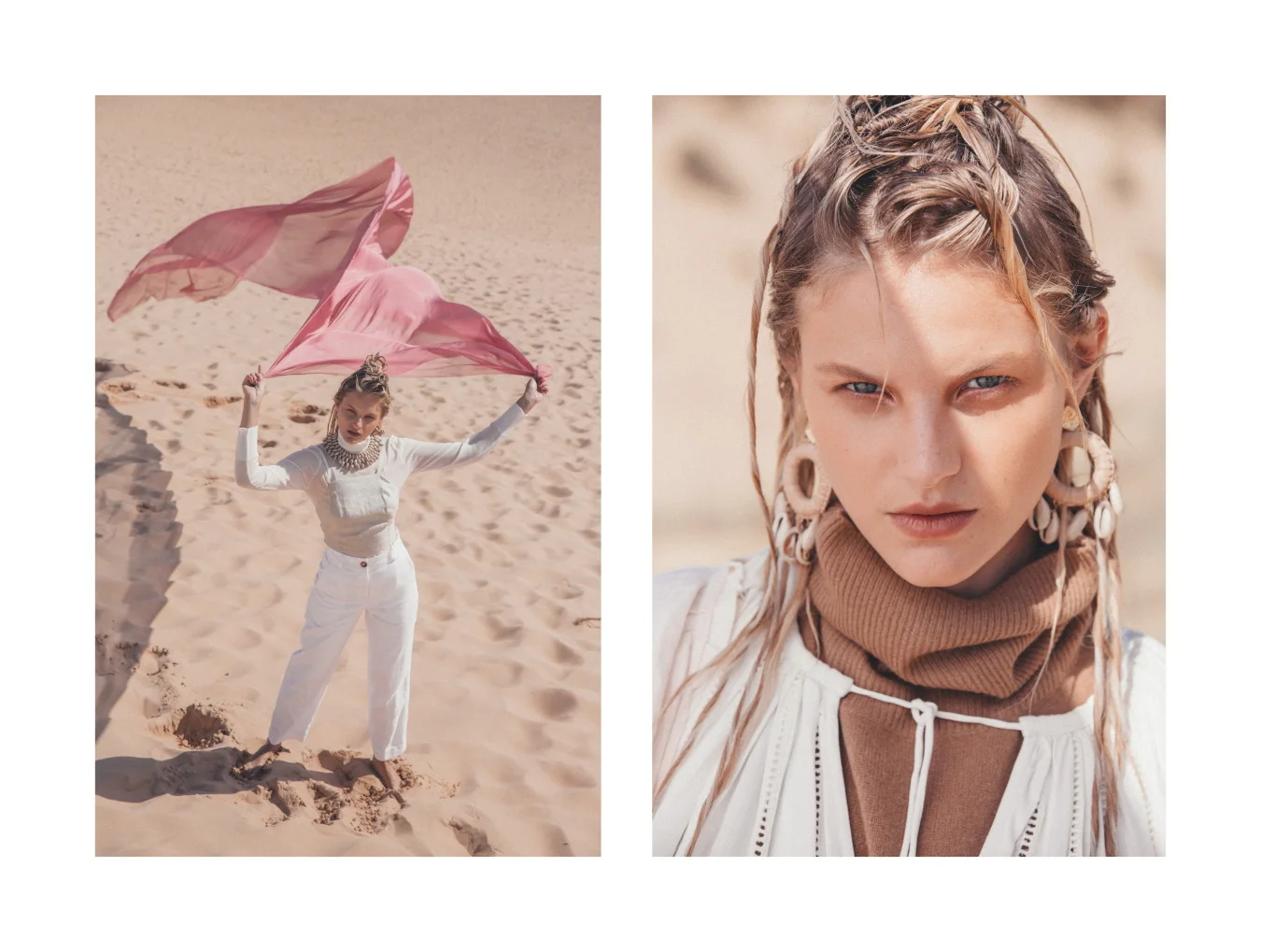 Left: Skivvy Topshop, Top Florence The Label, Pants Florence The Label, Necklace Tree Of Life / Right: Jumper Jac +Jack, Top Frame Denim, Dress Kinga Scilla , Pants Jac + Jack, Bag Cult Gaia, Earrings Topshop