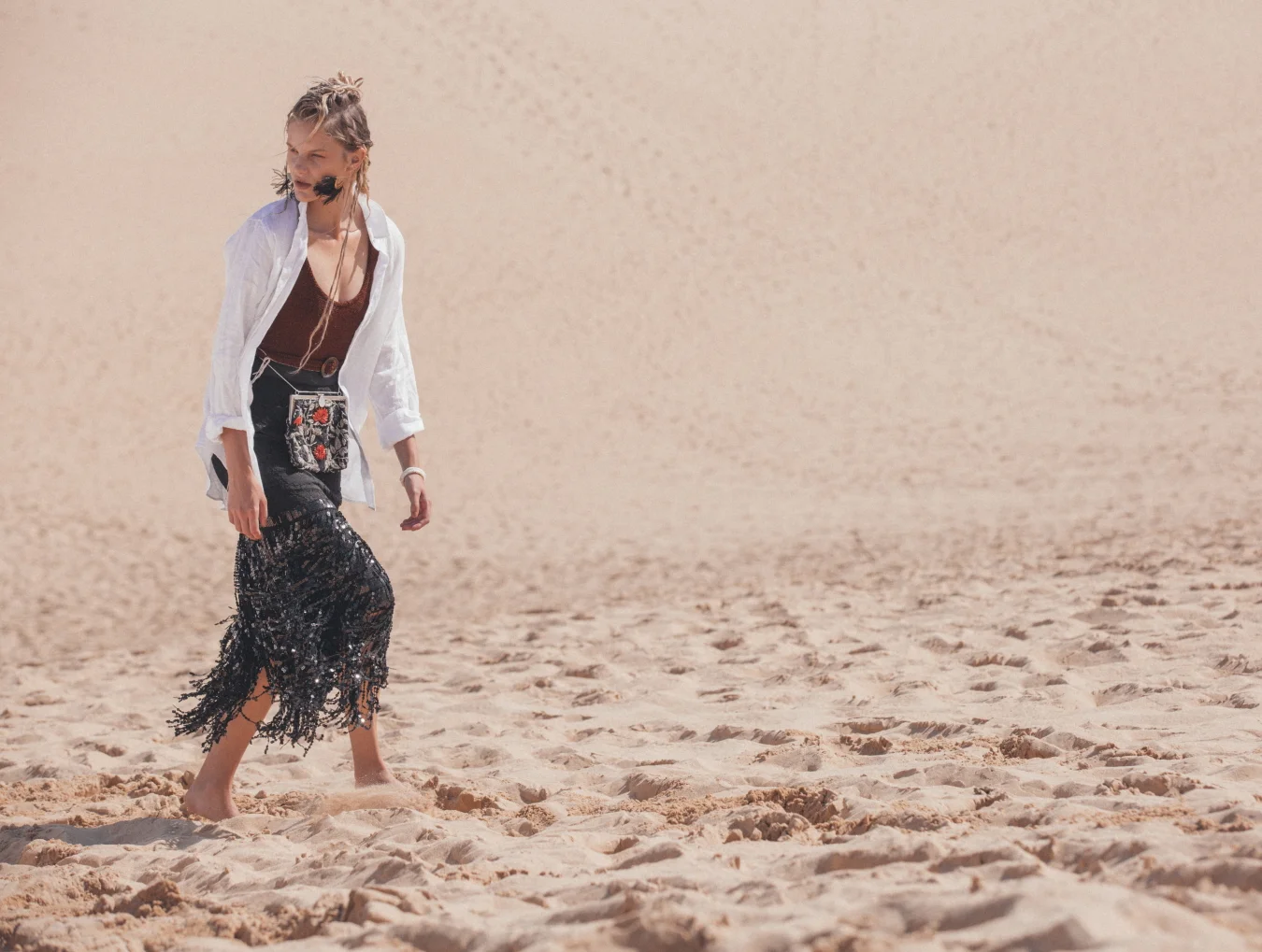 Shirt Jac + Jack, Swim Hunza G, Earrings Baublebar, Skirt Romance Was Born, Bag Vintage