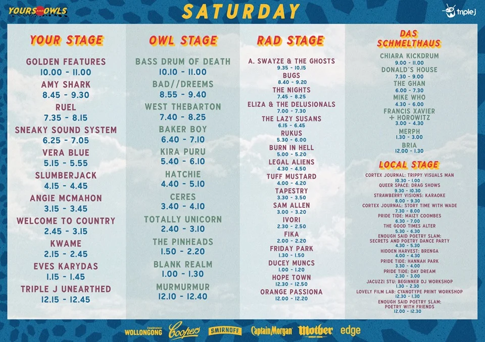 Yours &amp; Owls Festival 2019 Full Set Times Revealed
