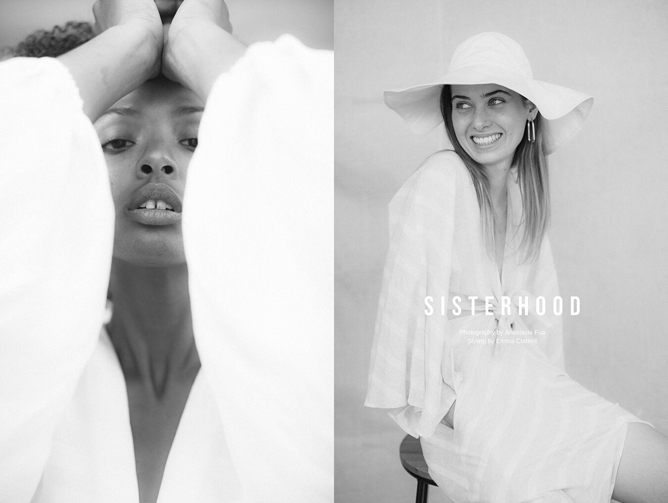 Left: Dress Shona Joy // Right: Dress Significant Other, Earrings Reliquia, Slides Caverley, Hat COS