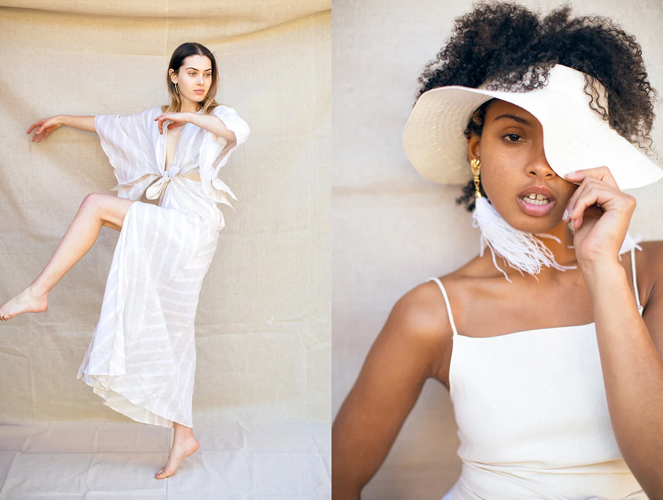 Maeve: Dress Significant Other, Earrings Reliquia // Soraya: Top Ella Collective, Earrings Balack, Hat COS