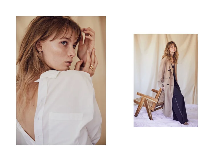 Left: Bonnie Eastlake Shirt, Earrings and Ring Reliquia // Right: Jacket and Bracelet Beyond Retro, Bralette &amp; Other Stories, Pants Anna Quan