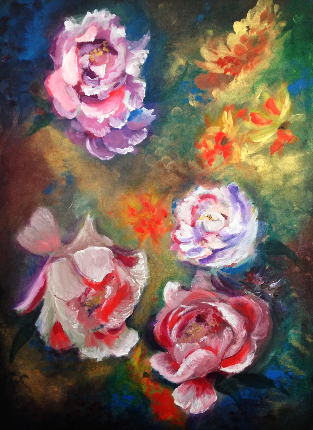"FLORAL PARADISE" 2015 - ACRYLIC AND OIL ON CANVAS