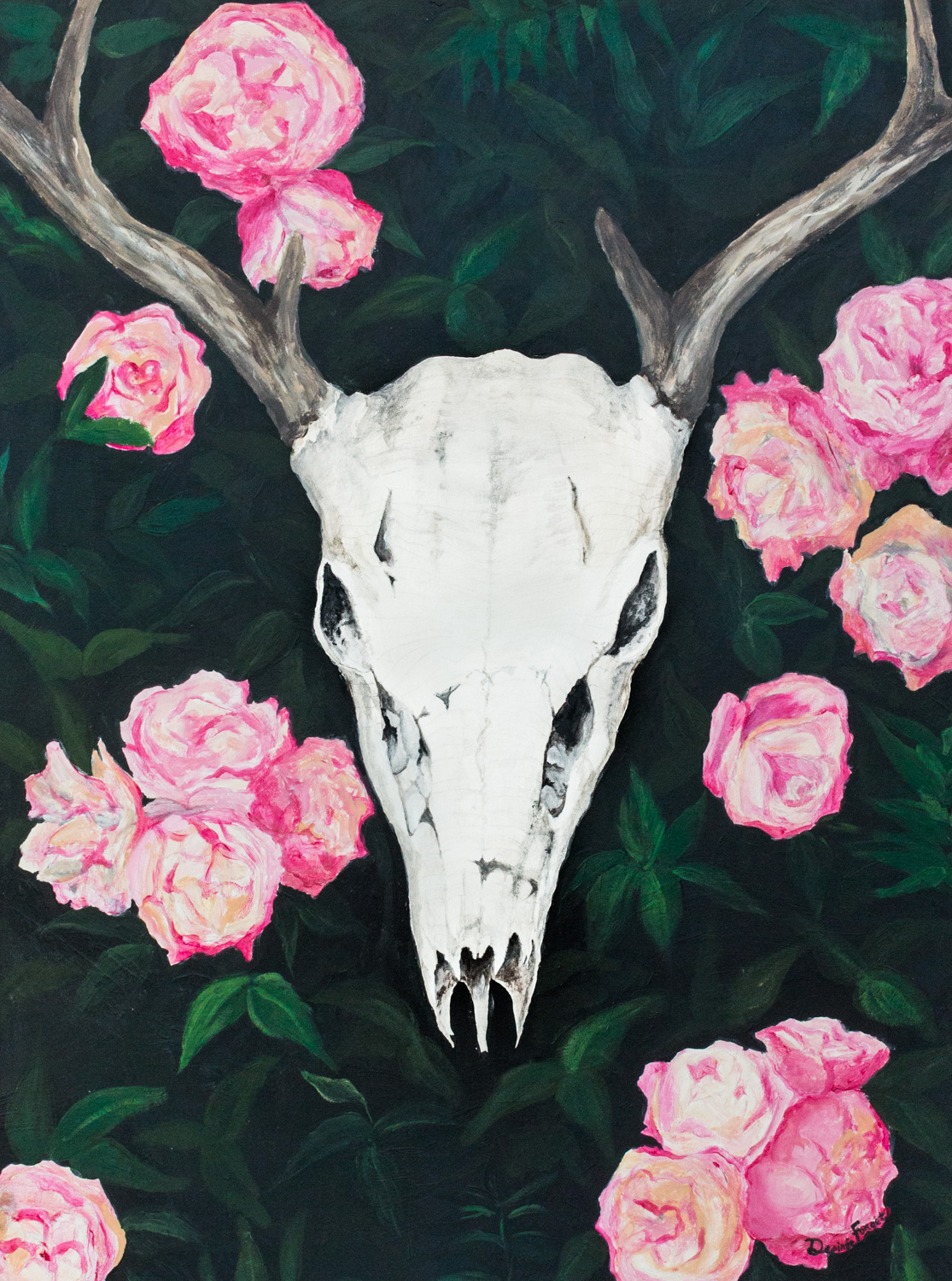 "SKULL & ROSES" 2012 - ACRYLIC & COLORED PENCIL ON MATTEBOARD