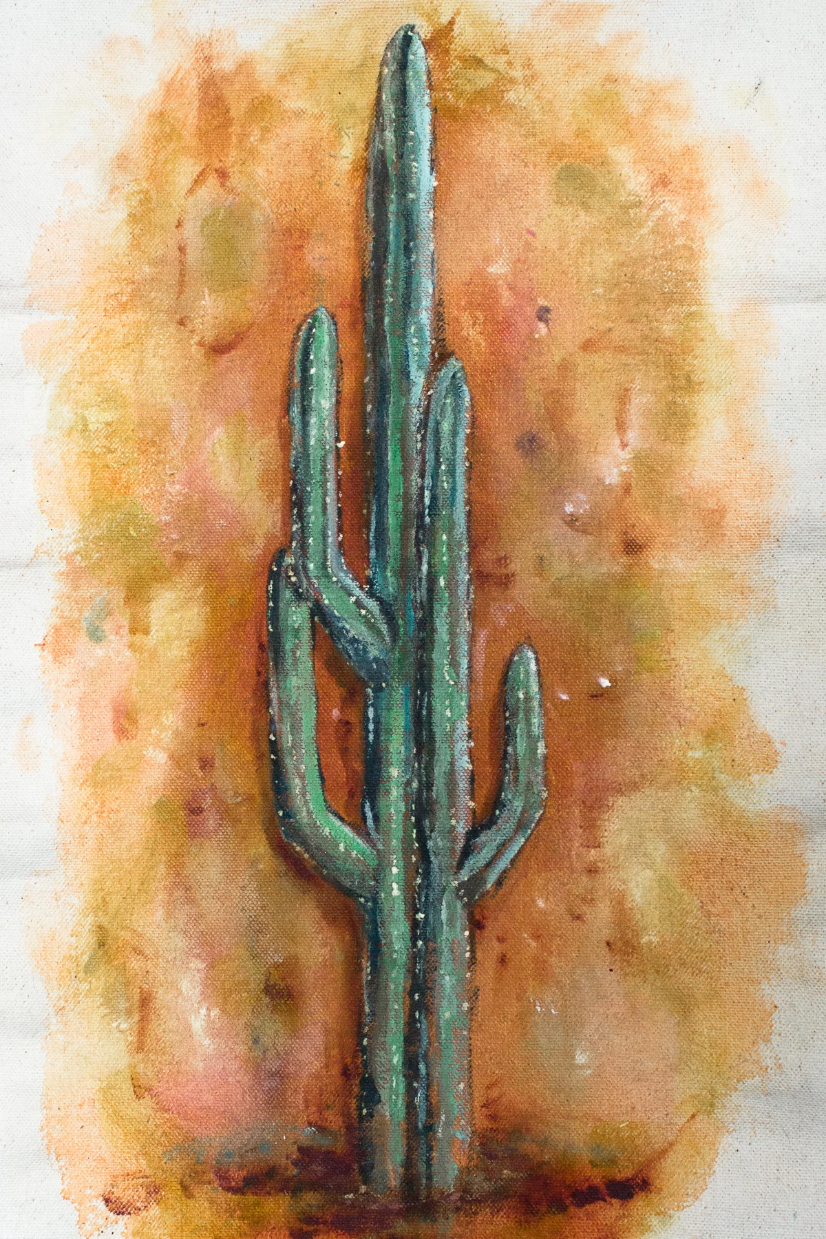 “CACTUS” 2018 - OIL ON RAW UNSTRETCHED CANVAS