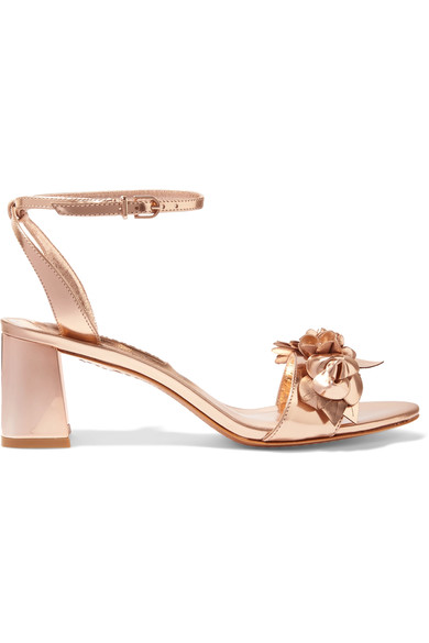 Sophia Webster: Lilco aplliqued metallic leather sandals