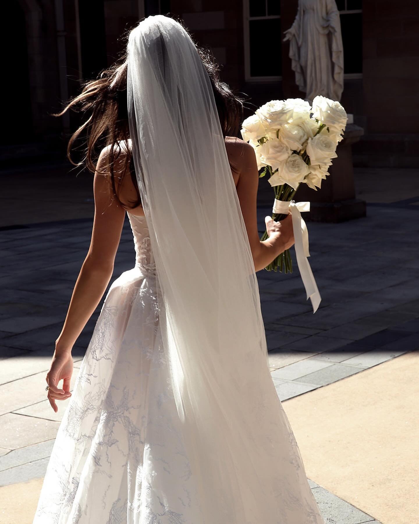 VEIL MOMENT 🤍 Our house veil, triple cut in luxurious English tulle, is the perfect way to compliment any of our gowns. Available in both ivory and silk white, as well as custom lengths to suit all styles. 
⠀⠀⠀⠀⠀⠀⠀⠀⠀
Speak to your stylist at your pr