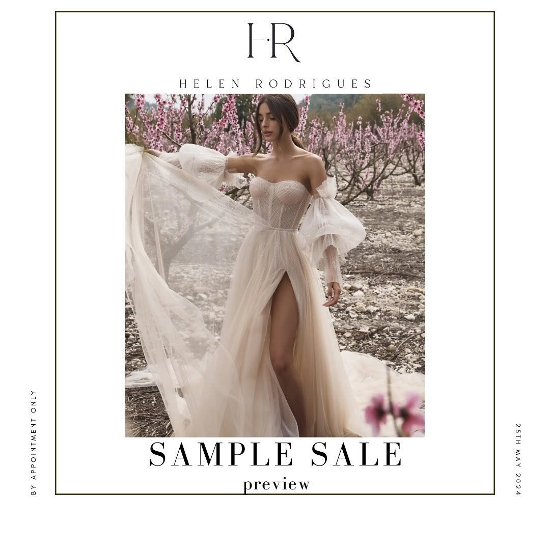 SAMPLE SALE JUST ANNOUNCED 25.5.24 🤍 Brides-to-be, you are not going to want to miss out on this one day event! 
⠀⠀⠀⠀⠀⠀⠀⠀⠀
Getting married in less than 8-9 months? 
Need a second gown? 
Want to keep your gown within a certain price point? 
Ready to 