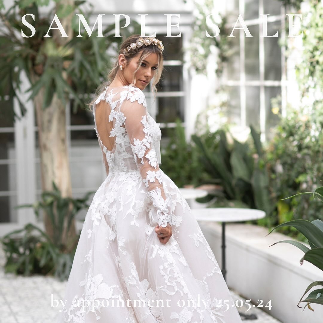 SAMPLE SALE 25.5.24 🤍 Brides-to-be, you are not going to want to miss out on this one day event! 
⠀⠀⠀⠀⠀⠀⠀⠀⠀
Getting married in less than 8-9 months? 
Need a second gown? 
Want to keep your gown within a certain price point? 
Ready to make your decis