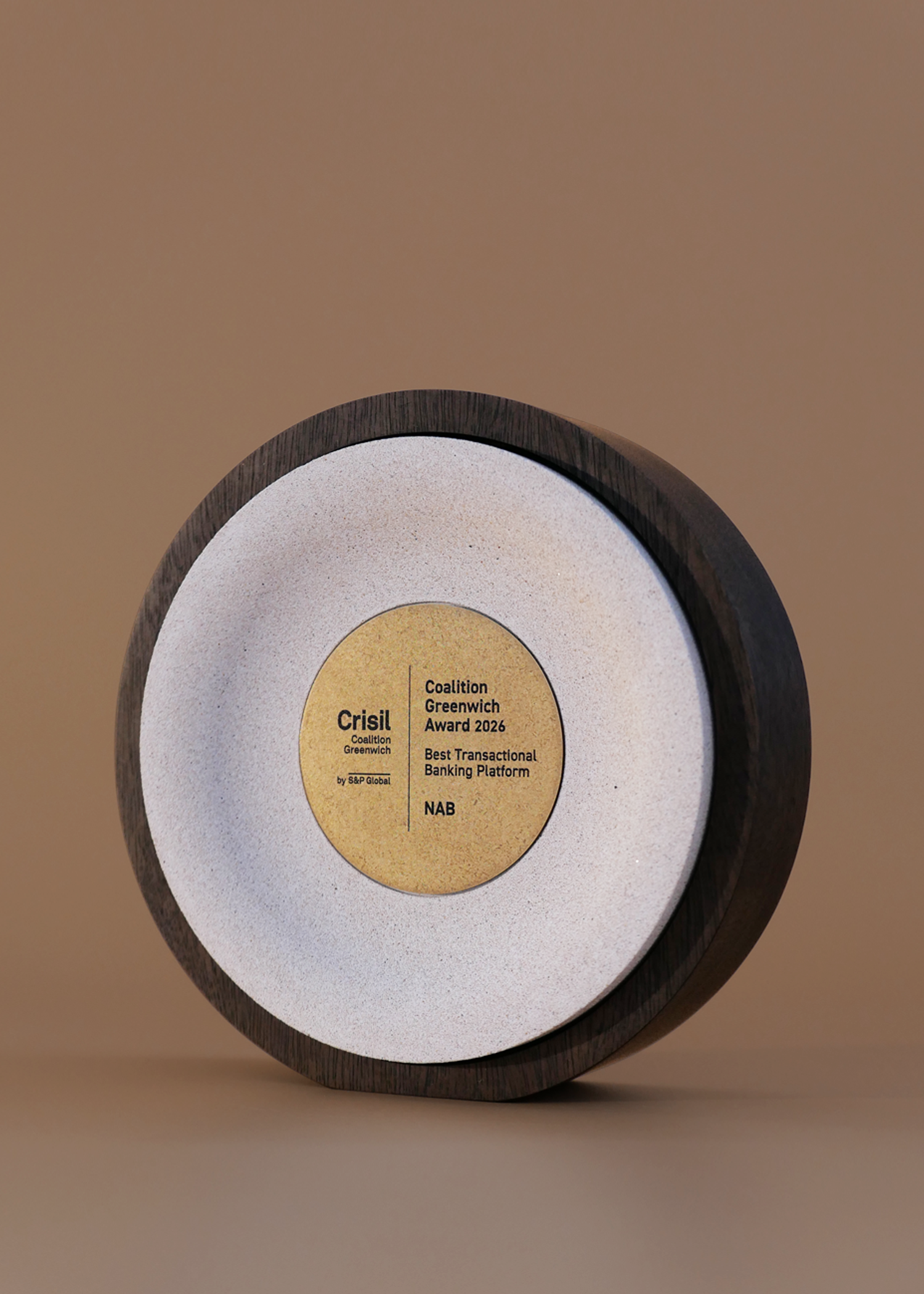 Memento Award Timber Brass Trophy Corporate Gift Crisil Greenwich Memento