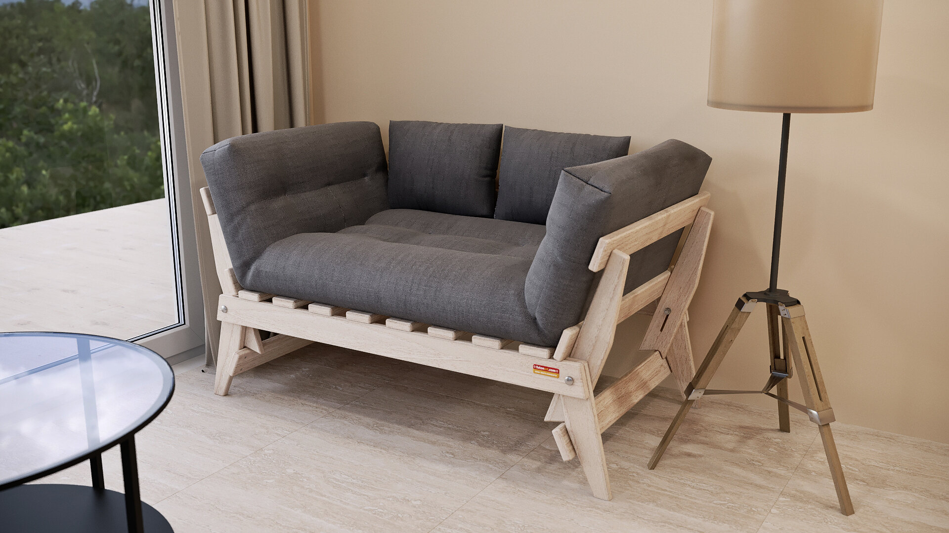 диван на кухню в прихожую раскладной универсальный складной натуральный сосна Ikea style loft лофт мебель (Copy)