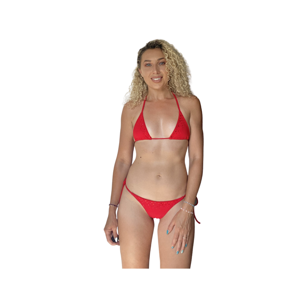 Recycled Red Sparkle Bikini Top — Charlotte Natasha