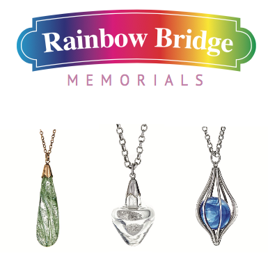 RAINBOW BRIDGE MEMORIALS Rainbow Bridge Memorials offers beautiful jewelry to help you grieve and remember a furry one lost. Using a small amount of ashes we can create bespoke glass memorial pendents.