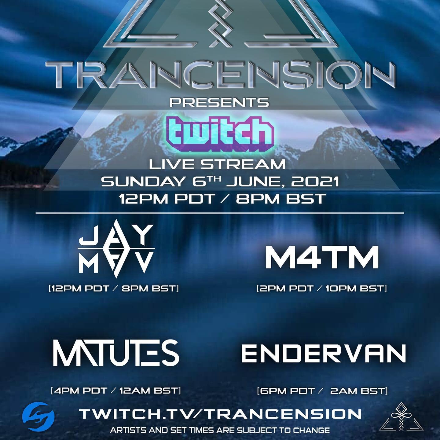 Action-packed lineup today for @trancension Sundays episode 39!! 🎶🔥feat. @jaymavmusic @texagg01 (@music4thamasses M4TM) @matutesdj &amp; @endervanmusic 🙌🏼 
.
.
www.twitch.tv/Trancension
.
.
#trance #trancension #trancefamily #trancefamilysd #tran