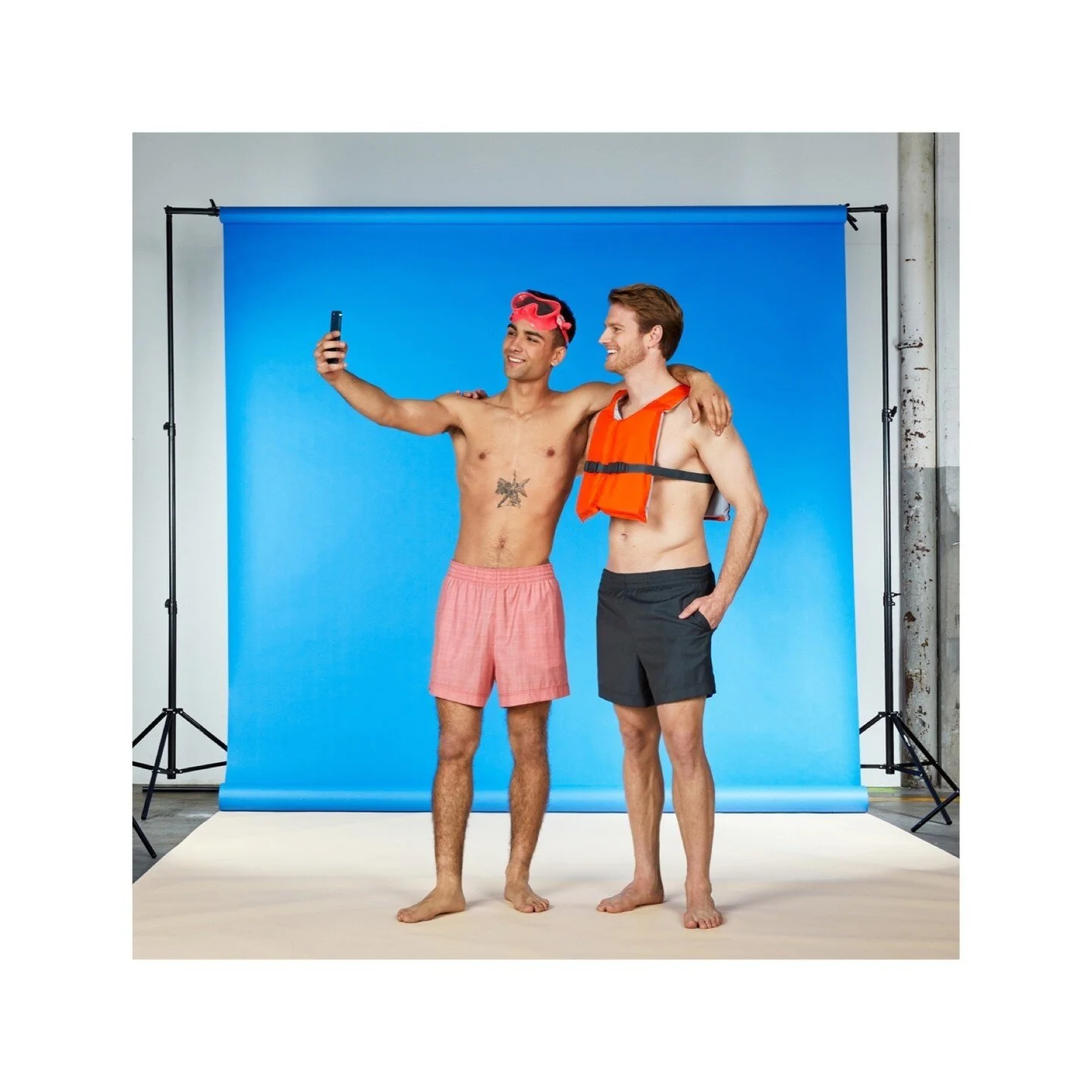 Iuri and Nikola wear our LEMAN swimshorts in 100% merino wool in red berries and khaki.⁠
⁠
#powerofelegance