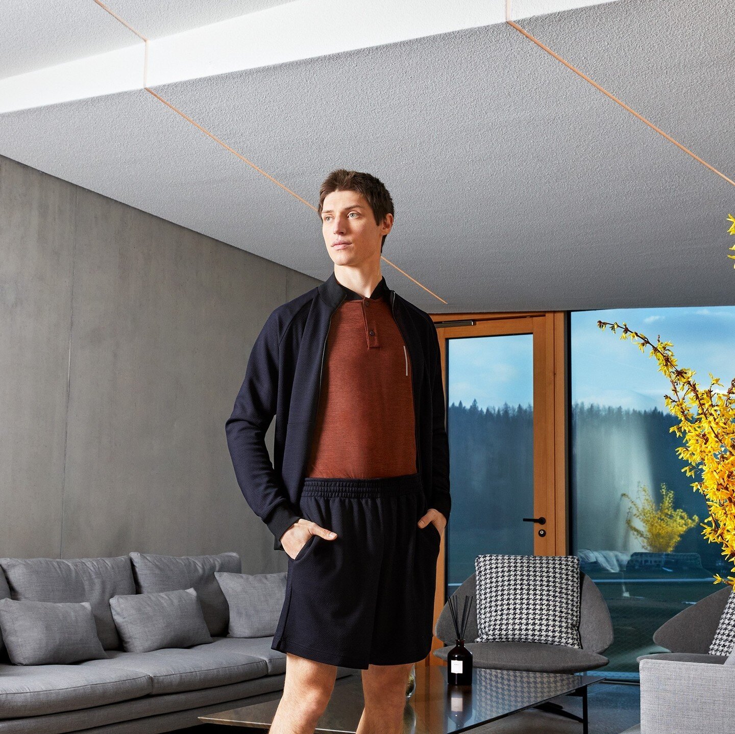 Noe wears our new LANGUARD jacket and AROSA shorts with a new honeycomb structure.⁠
⁠
#powerofelegance⁠
⁠
Thanks for the @hoteldeshorlogers for the great location and their collaboration⁠