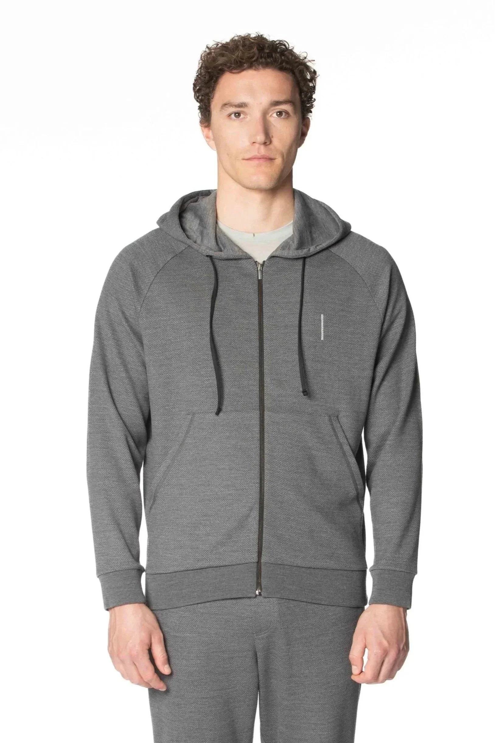 MUGGIO Full zipper jacket with hoodie slate grey