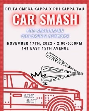 Is school stressing you out? If so, you should come take your frustration out and support SeriousFun Children&rsquo;s Network with us and @deltaomegakappa today from 2pm-6pm!
