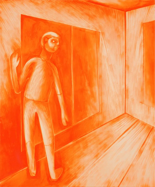 Walk, not run , 2015, acrylic on canvas, 72x60 in