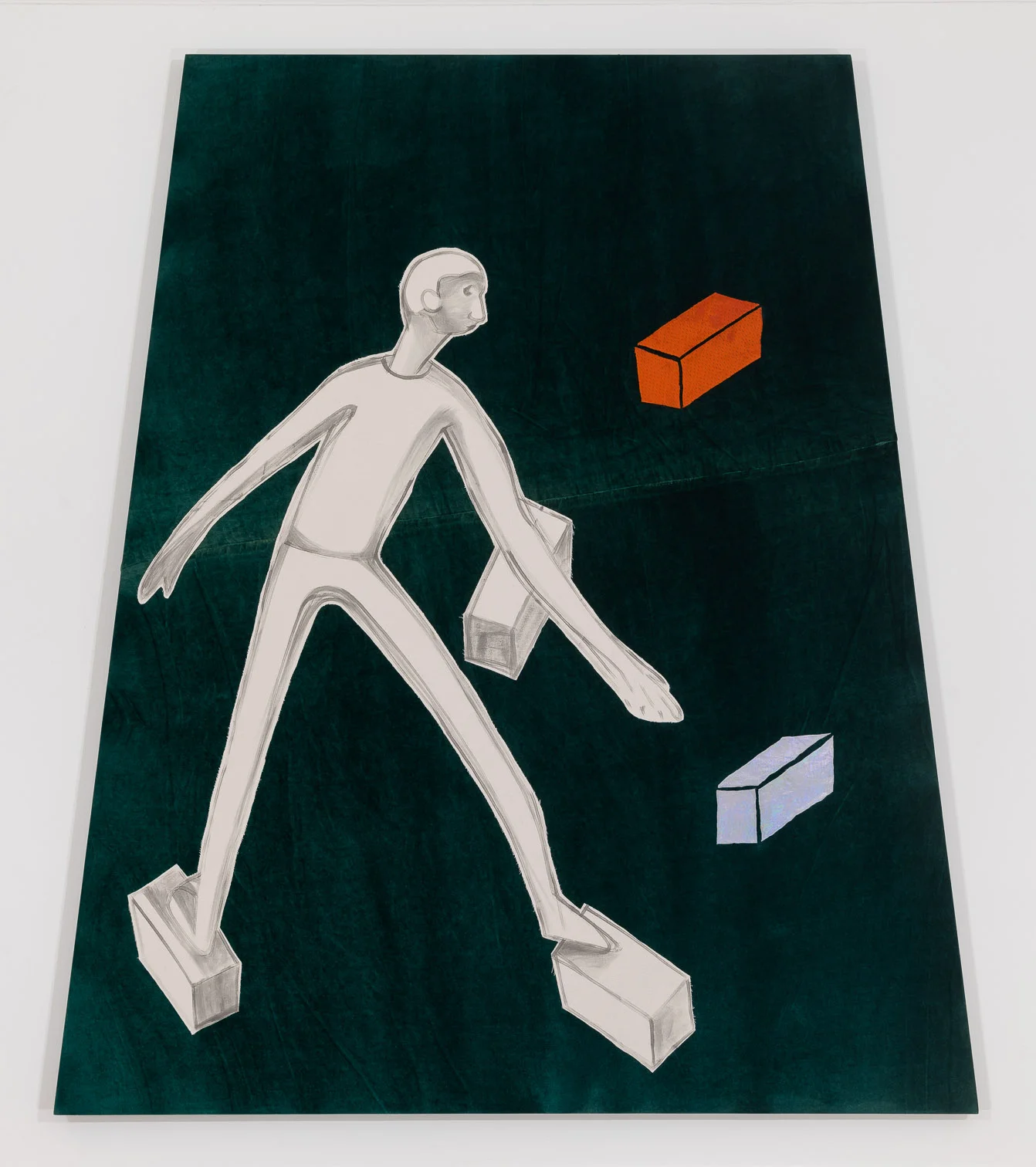 Square him , 2015, acrylic and canvas collage on fabric, 80x70 in