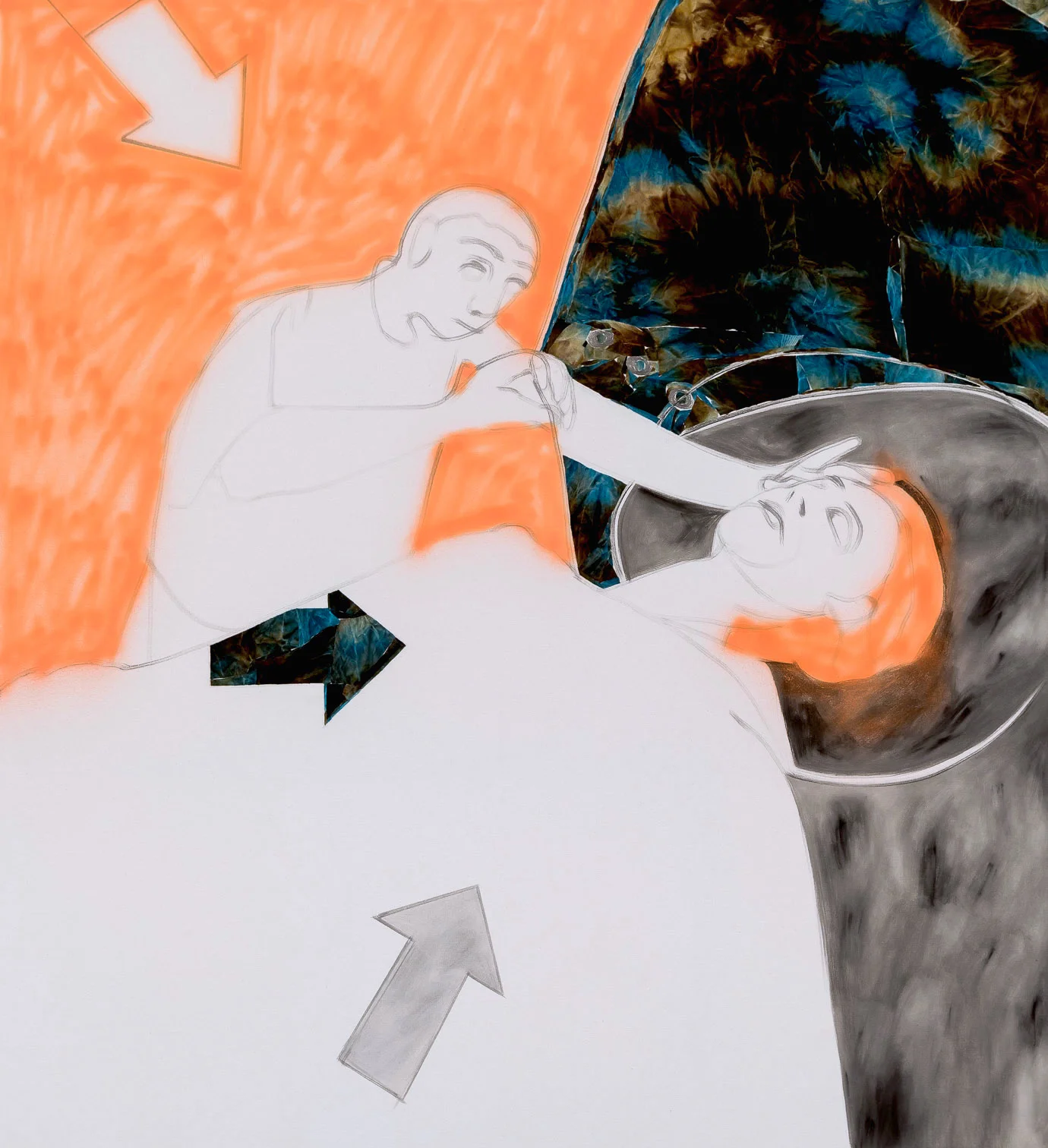 Turned out , 2015, acrylic and collage on canvas, 66x60 in
