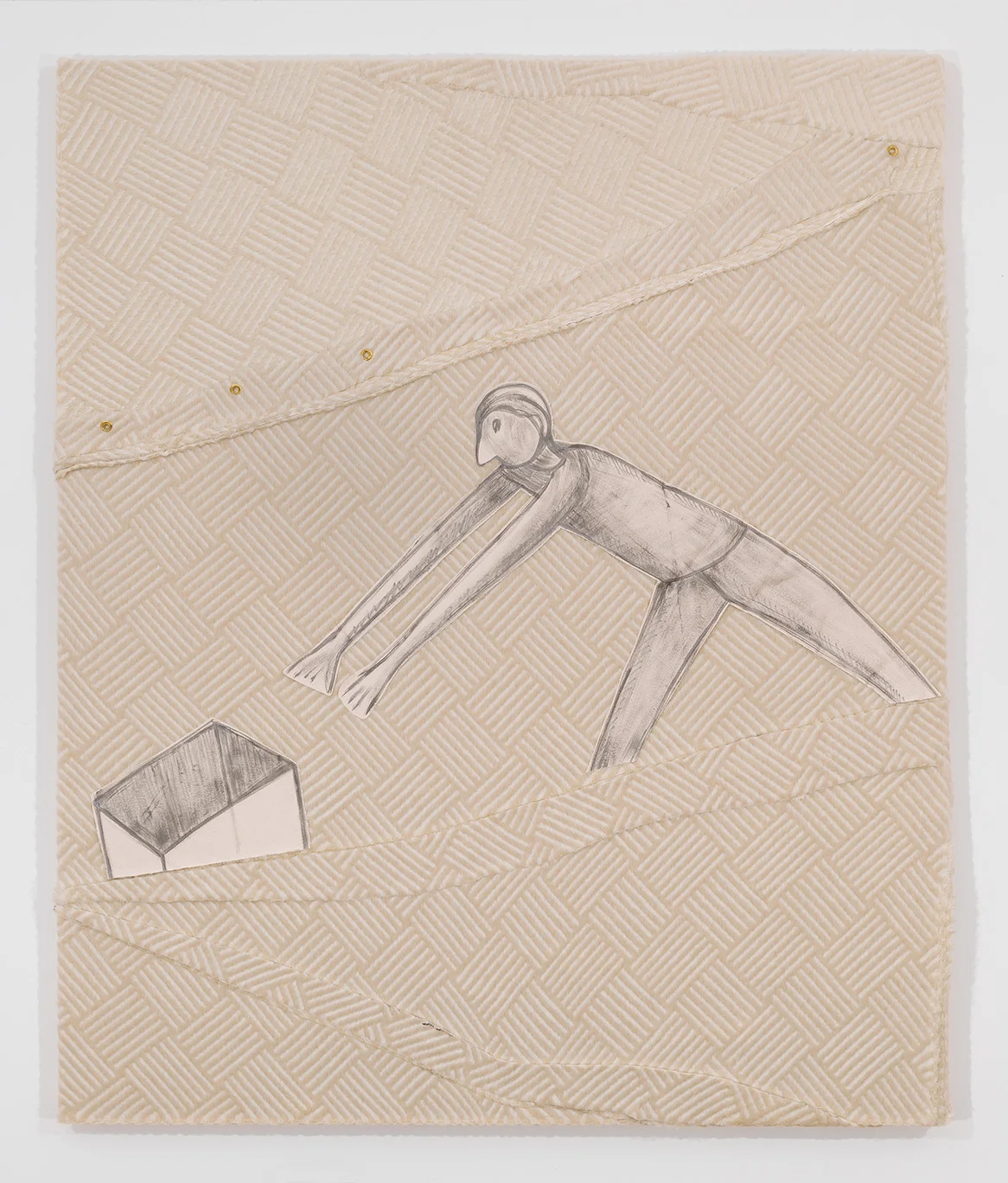 With a copy , 2016, canvas collage on fabric, 72x60 in