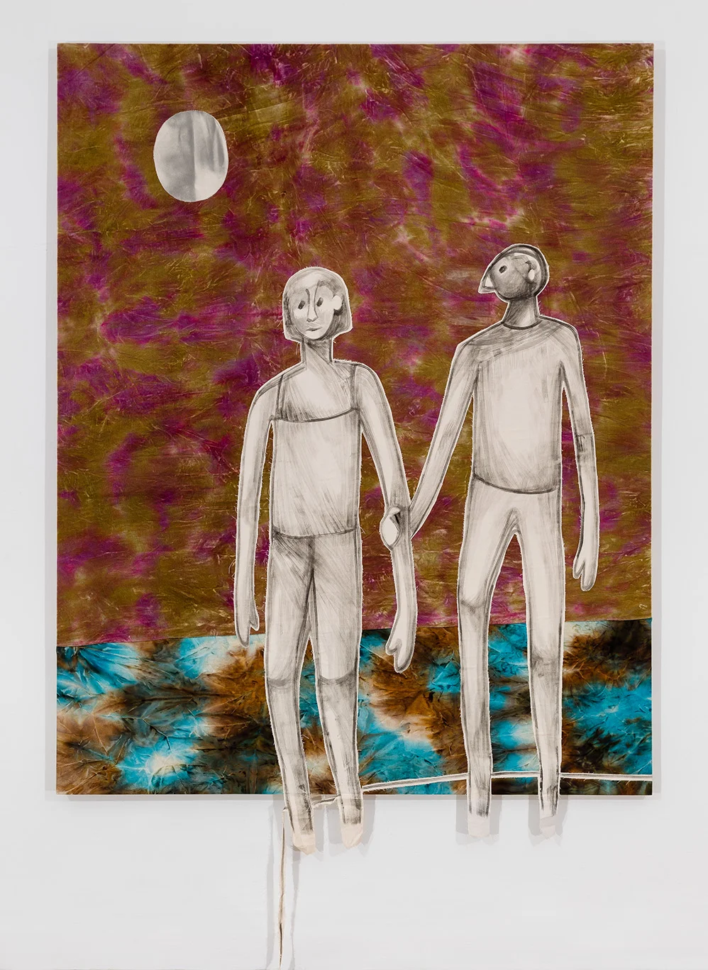 But how , 2016, canvas collage on fabric, 73x58 in