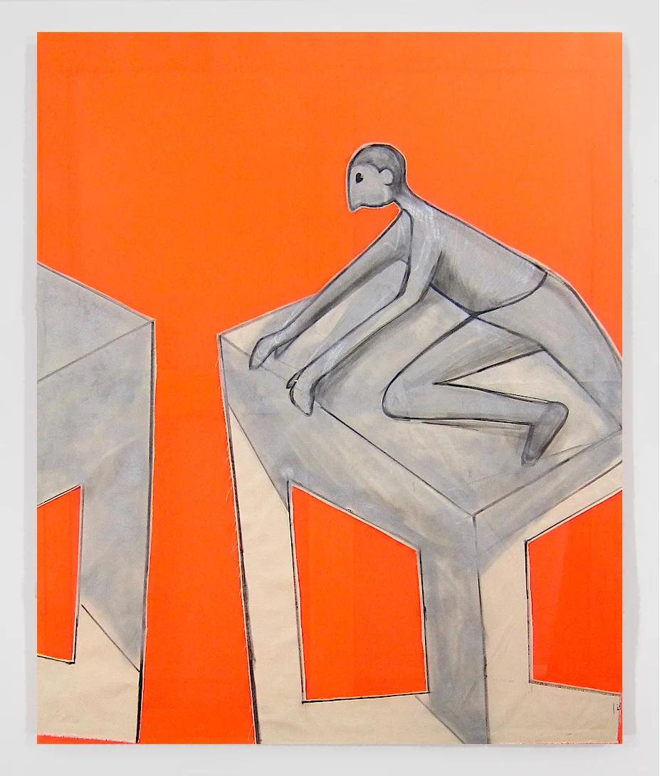 Walk through again , 2015, canvas collage on fabric, 72x60 in
