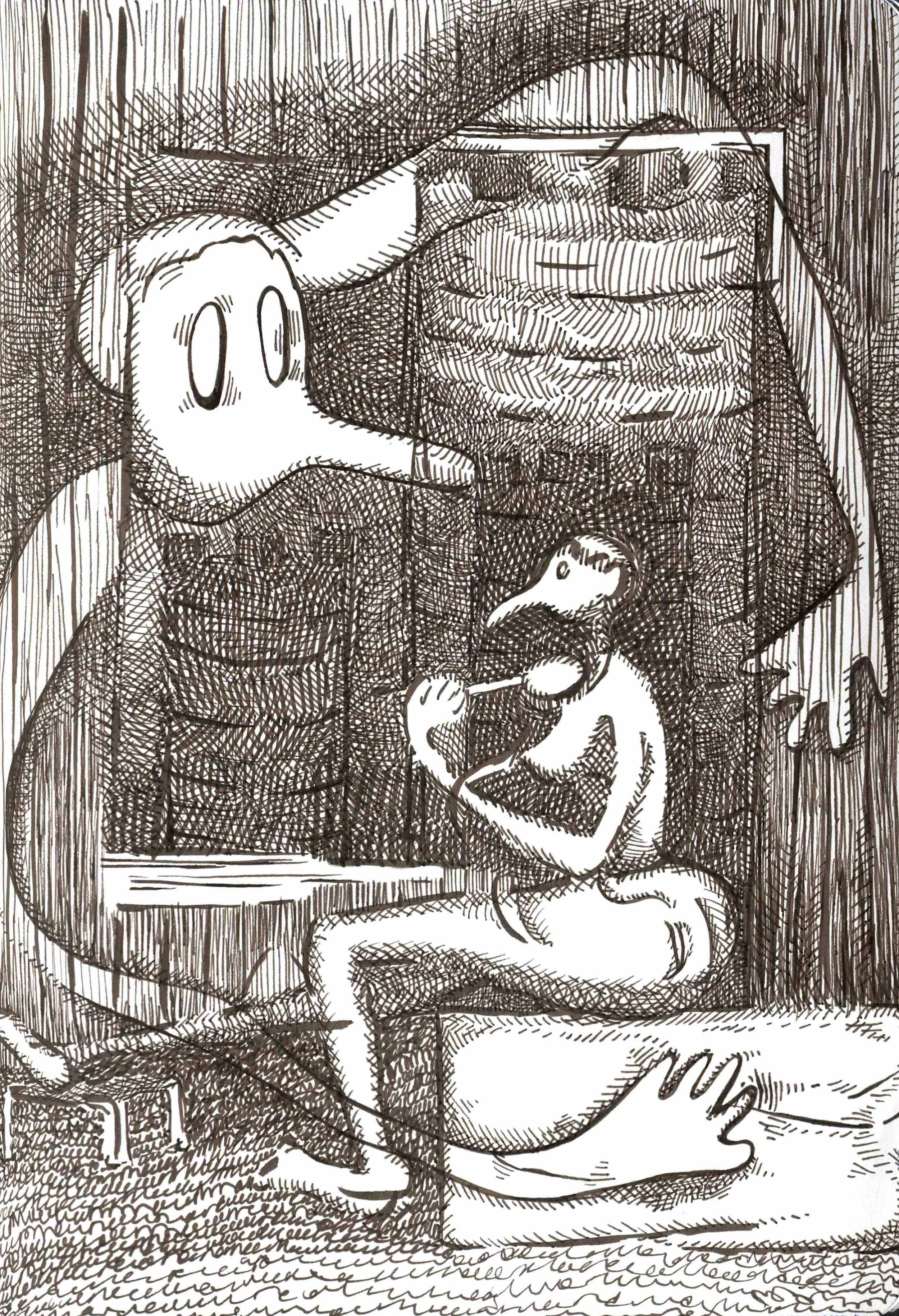 How good, 2018, pen and ink on paper, 7x5 in
