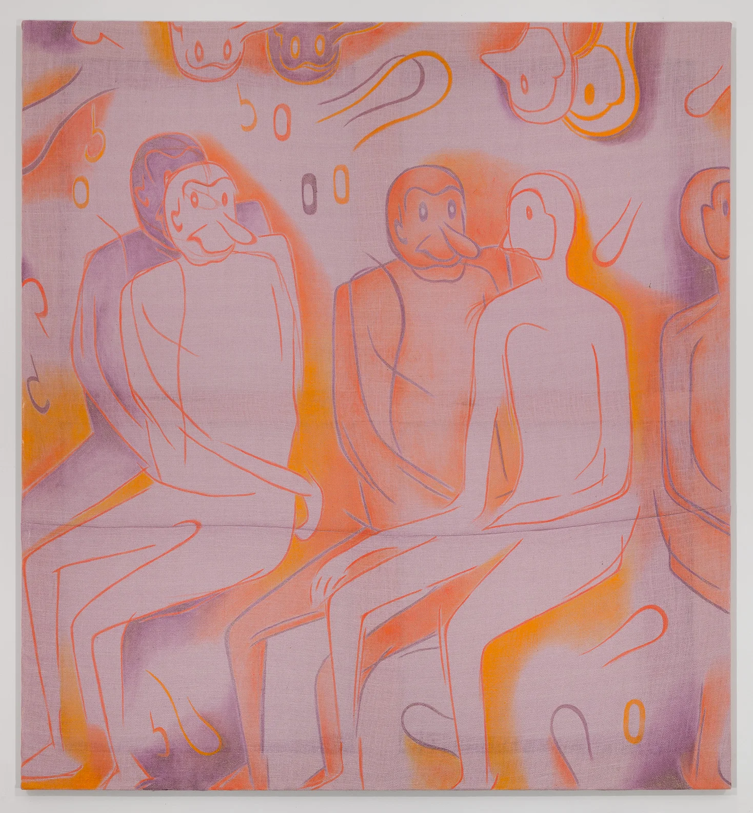 Stretched out inside , 2018, acrylic on burlap, 78x72 in