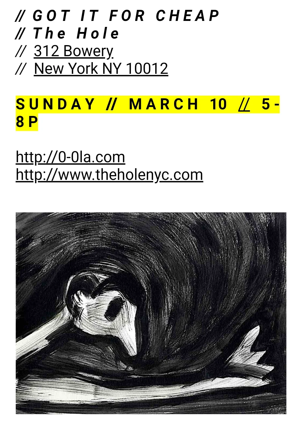 GIFC THE HOLE SUN, MARCH 10, 5-8P 312 Bowery New York NY