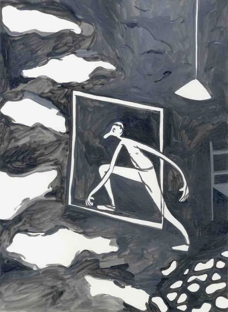 Try to fly , 2019, acrylic on paper, 15x11 in