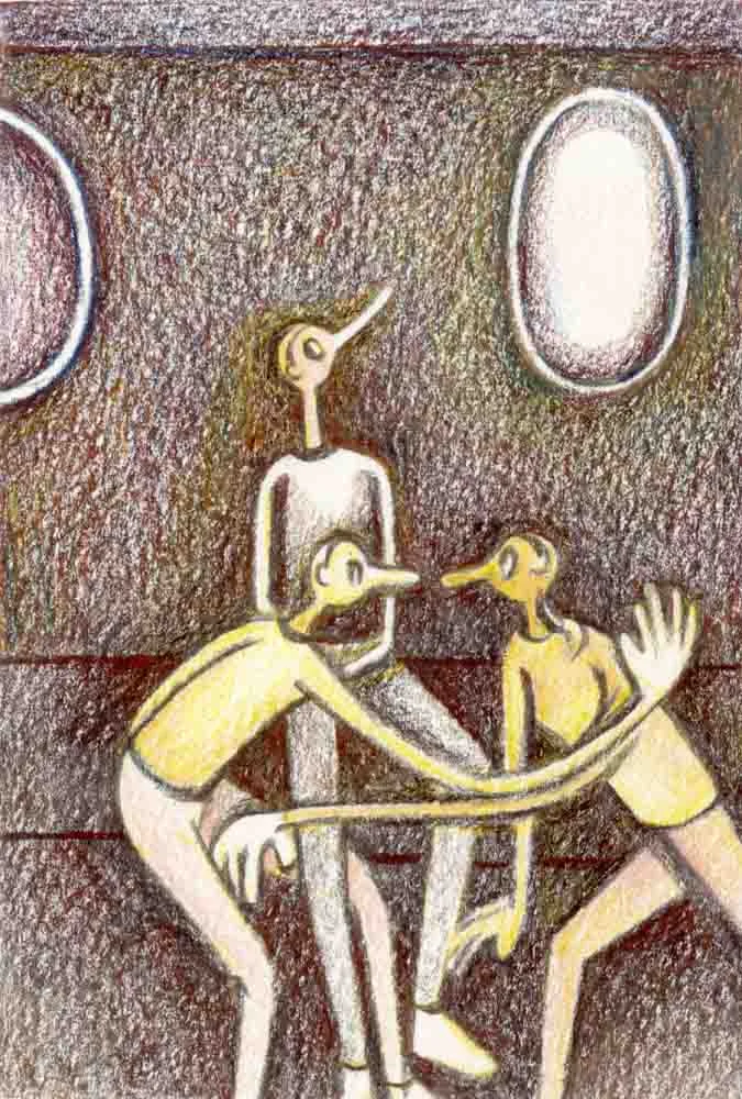 Embrace loneliness , 2019, colored pencil on paper, 5.5x3.5 in