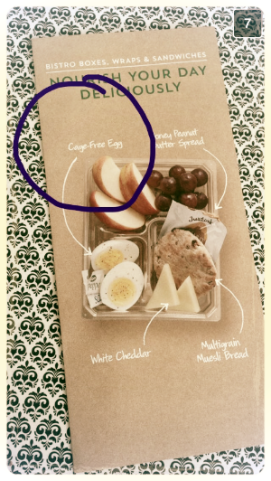 Pictured: the brochure that was thrust into my hands. It does not contain any information about Starbucks' egg sourcing, nor is this information easily available anywhere on the company's website. Starbucks is certainly not alone in this regard.
